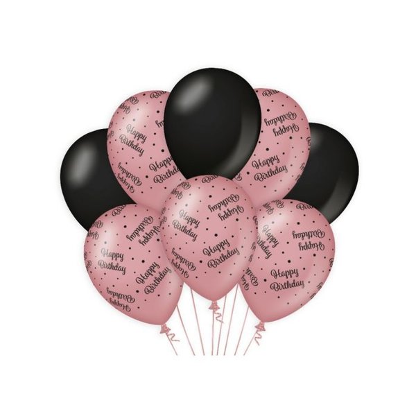 Ballonnen rose/black -  Happy birthday