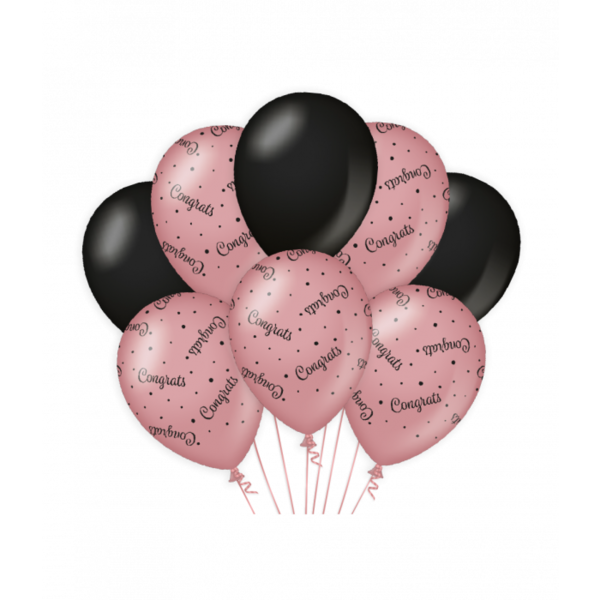 Ballonnen rose/black - Congrats